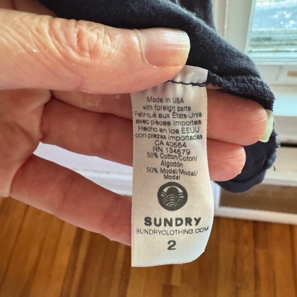 Sundry Navy Tee with Pink Stars - Picture 3 of 4